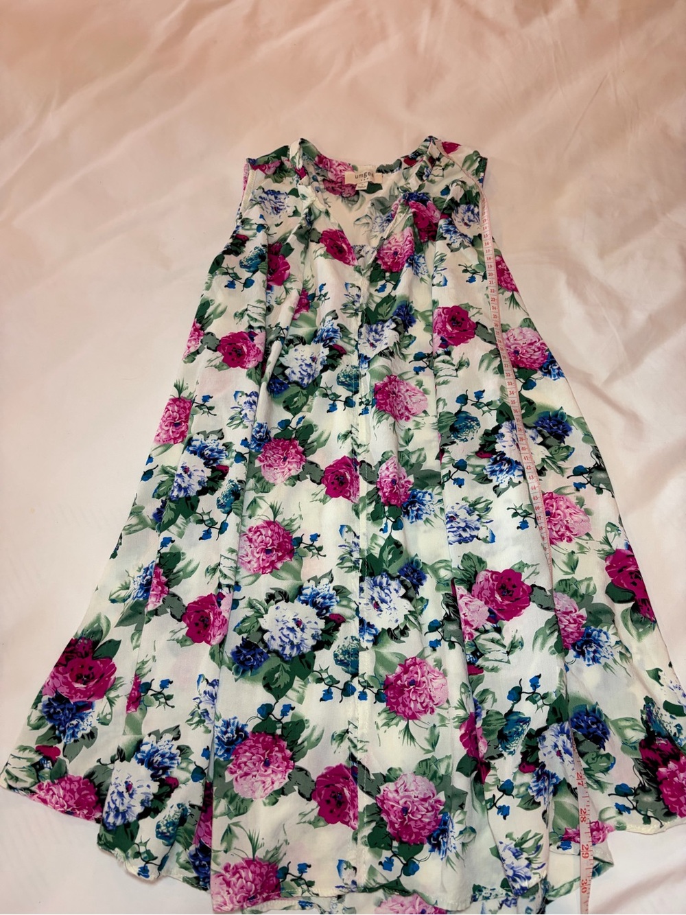 Umgee floral vneck babydoll sleeveless flowy  dress